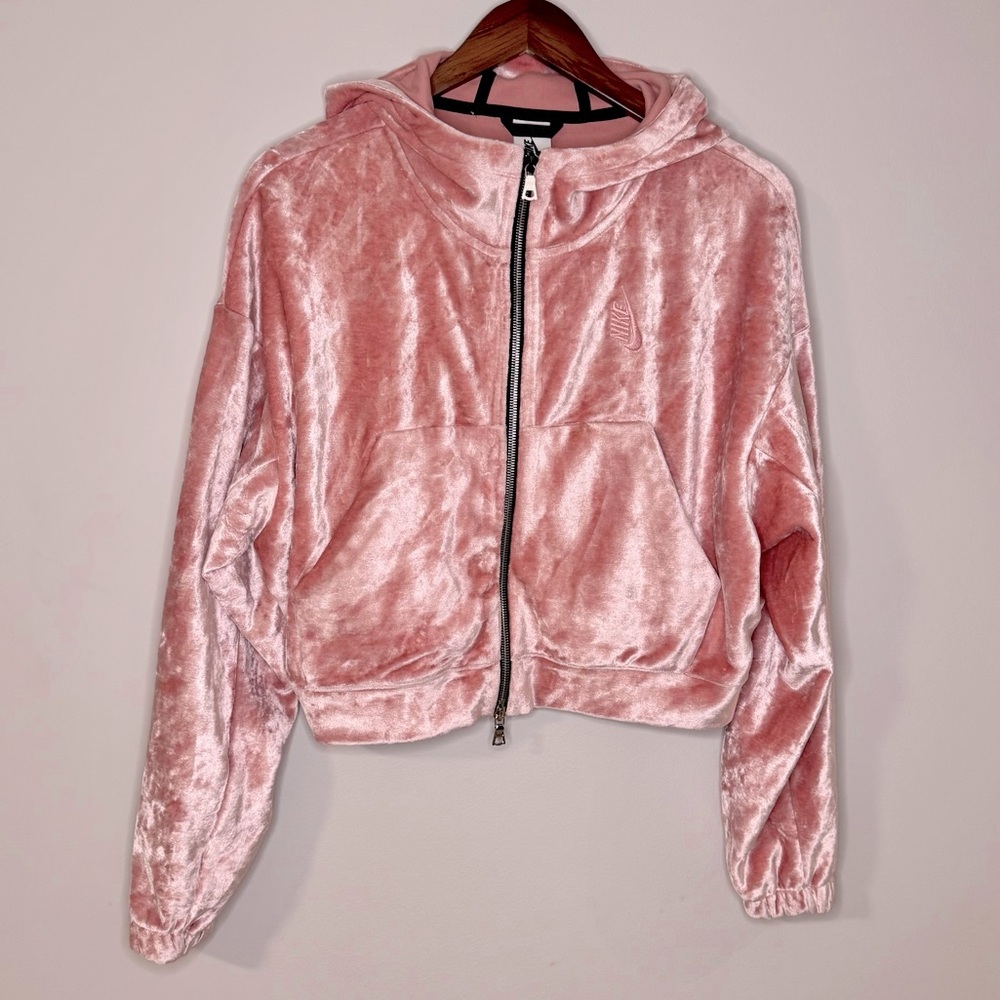 Nike Pink Velour Hoodie